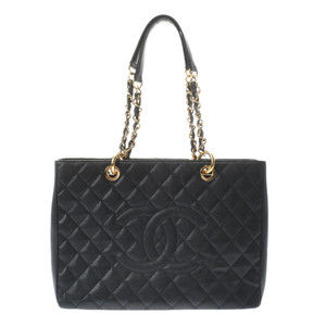 Chanel Matelasse GST Black/gold Hardware Caviar Skin Tote Bag